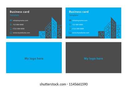 Blue and grey business cards. Name card with logo and personal information