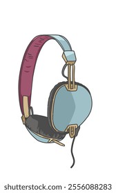Blue grey classical music headset issolated on white