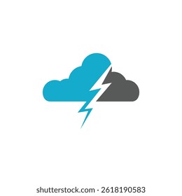Blue and grey cloud with lightning bolt