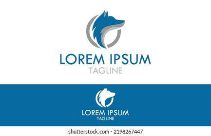 Blue and Grey Color Simple Wolf Creative Concept Logo Design