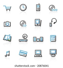 Blue and grey contour electronics web icons