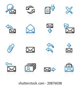 Blue and grey contour e-mail web icons