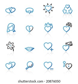 Blue and grey contour love web icons