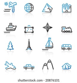 Blue and grey contour travel web icons