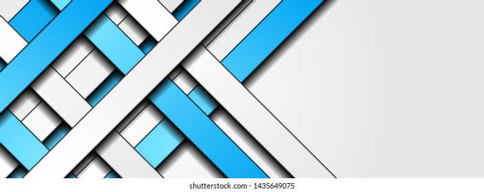 Blue and grey contrast stripes abstract tech background. Vector illustration