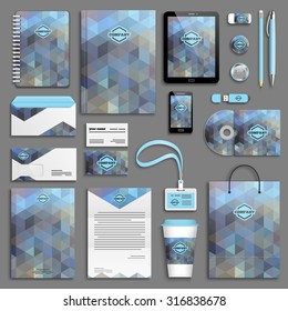 Blue Grey Corporate identity template set. Business stationery mock-up with logo. Branding design. 