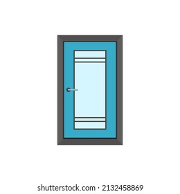 Blue Grey Door a long square with 4 horizontal strips, use for business and presentation