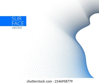 Blaue und graue Punkte aus 3D-Perspektive, Vektorgrafik-abstrakter Hintergrund, gepunktetes Muster, cooles Design, Wellenstrom von Wissenschaftstechnologie oder Business-Blanc-Vorlage für Werbung.
