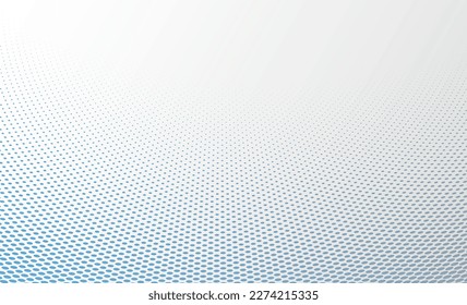 Blue and grey dots in 3D perspective vector abstract background, dotted pattern cool design, wave stream of science technology or business blank template for ads.