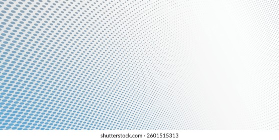 Blue and grey dots in 3D perspective vector abstract background, dotted pattern cool design, wave stream of science technology or business blank template for ads.