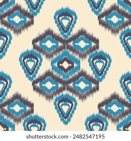 Blue and grey embroidery, motif ethnic ikat seamless textile illustration, print striped ornament, pattern, design for wrapping, silk, scarf, background, textile, carpets, rugs, and curtains.