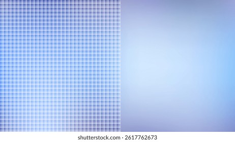 Blue, grey empty abstract gradient background with half texture of embossed, ribbed glass. Window with matte square blocks. Vector illustration EPS10 for wallpaper, presentation, poster. 1920, 1080