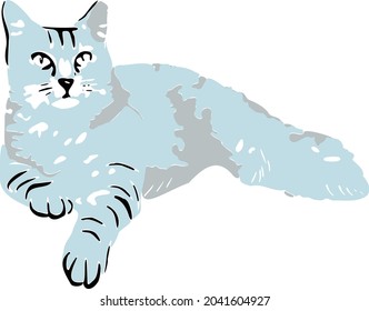 a blue and grey fat cat vector in separate layers