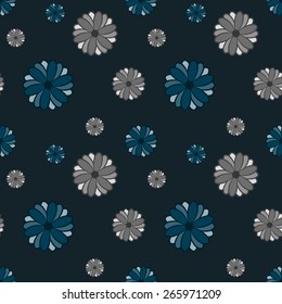 Blue and grey flowers. Pattern