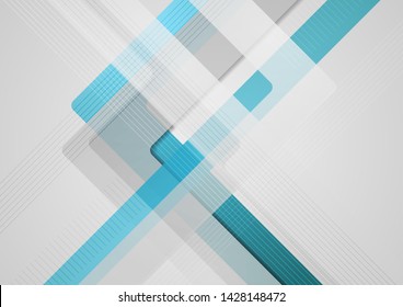 Blue grey geometric abstract tech background. Vector design