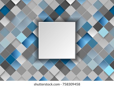 Blue and grey geometric squares mosaic abstract background. Vector modern design