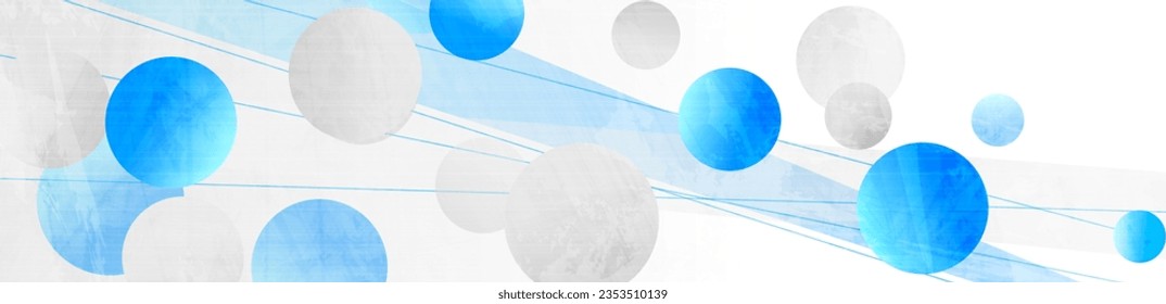 Blue and grey grunge circles abstract background. Geometric tech vector banner design