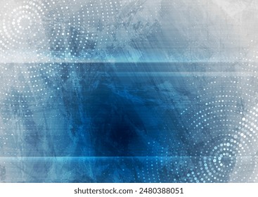 Fondo geométrico abstracto de textura grunge gris azul con puntos de semitonos. Diseño de Vector de concepto de tecnología retro