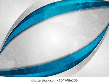 Las ondas gris y azul grunge abstraen el fondo corporativo. Diseño retro vector