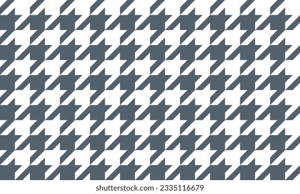 Blue grey houndstooth  seamless pattern on white background. Vector Repeating Texture.