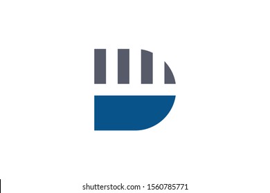 Blue and Grey Initial Letter D Logo Concept Design Template Element isolated on white background. Flat Line Vector Illustration.