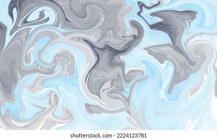 Blue and grey liquid marbling paint texture background fluid painting abstract