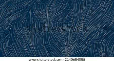 Blue and Grey Moving, Flowing Stream of Particles in Curving, Wavy Lines - Digitally Generated Dark Futuristic Abstract 3D Geometric Background Design, Generative Art in Editable Vector Format