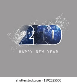 Blue and Grey New Year Card, Cover or Background Design Template With Snowflakes - 2020