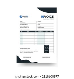 Blue and grey professional invoice template design