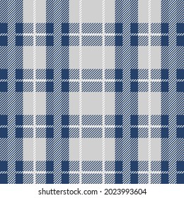 Blue and grey Scotland textile seamless pattern. Fabric texture check tartan plaid. Abstract geometric background for cloth, card, fabric. Monochrome graphic repeating design. Modern squared ornament