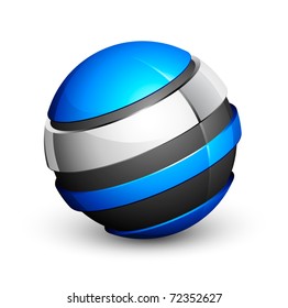 icono de esfera azul y gris