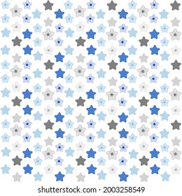 Blue and grey stars. Vector illustration. Seamless pattern