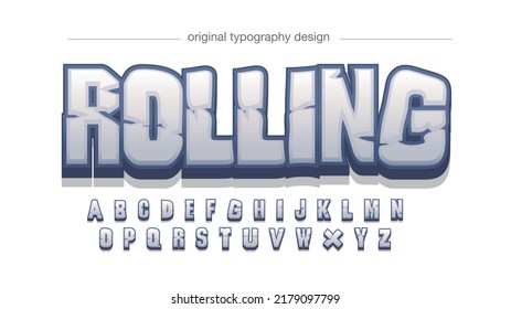 Blue and grey stone pattern cartoon typography