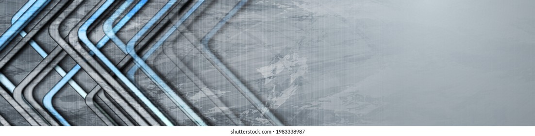 Fondo geométrico de franjas azules y grises. Resumen del diseño de pancartas corporativas de tecnología granulada. Ilustración del vector