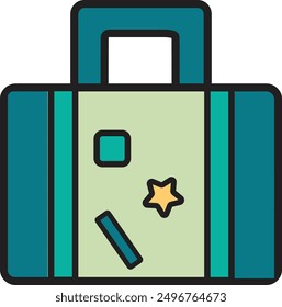 Blue  and Grey Suitcase Vector Ikon