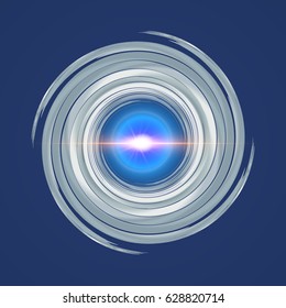 blue with grey swirl spiral like galaxy and shine in center