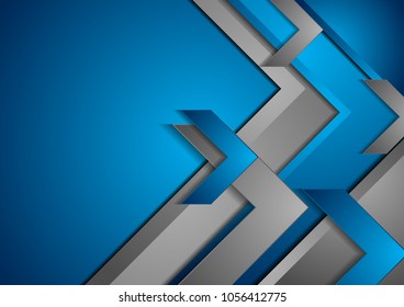 Fondo abstracto de tecnología azul y gris con flechas. Ilustración de diseño moderno gráfico de vectores