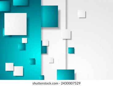 Blue and grey tech geometric corporate background with squares. Vector design