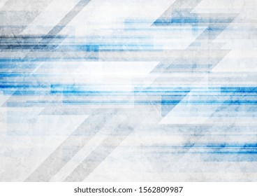 Geometrischer, blauer und grauer technischer Hintergrund. Abstraktes modernes Vektordesign