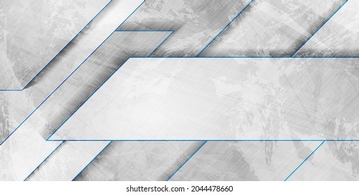 Blue and grey tech geometric grunge background. Abstract modern vector design