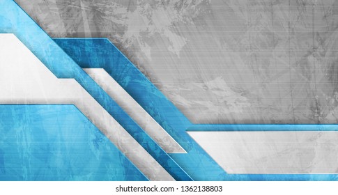 Blue and grey tech grunge abstract background. Vector design