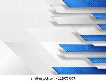 Geometrischer abstrakter Hintergrund der blauen und grauen Technologie. Vektordesign