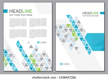 Blue and grey triangle cover page template