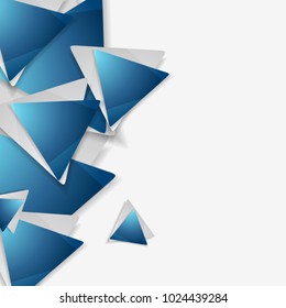 Blue and grey triangles tech geometric background. Abstract vector graphic design