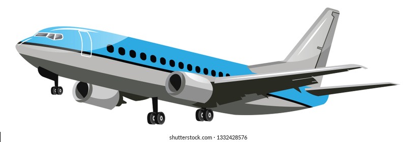 Blue Grey Vector Illustration Airplane White Stock Vector (Royalty Free ...