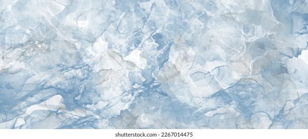 Blue and grey vector watercolor art background. Marbled texture for cards, flyers, poster, cover design. Marble. Stone. Stucco. Wall. Brushstrokes and splashes. Painted template for design.	