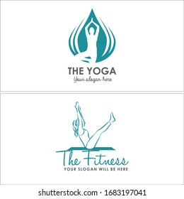 blue grey wellness yoga exercise  pose balance balancing lotus flower health healthy logo design idea modern relax relaxation sport body physical therapy meditation relax fitness suitable for woman