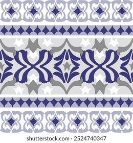 Blue, grey with white background classic damask pattern vector illustration for elegant textile design such as wrapping, silk, scarf, clothing, background, carpets, and curtains, etc.