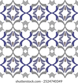 Azul, cinza com fundo branco clássico damask padrão vetor ilustração para design têxtil elegante, como envoltório, seda, cachecol, roupas, fundo, tapetes e cortinas, etc.