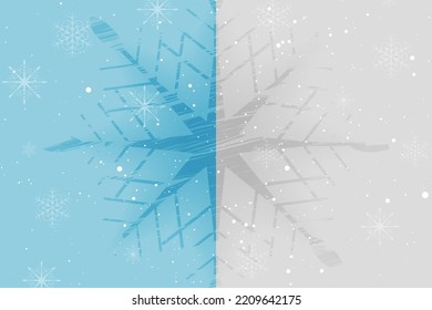 Fondo de invierno azul y gris con un gran copo de nieve. Diseño vector abstracto de Año Nuevo